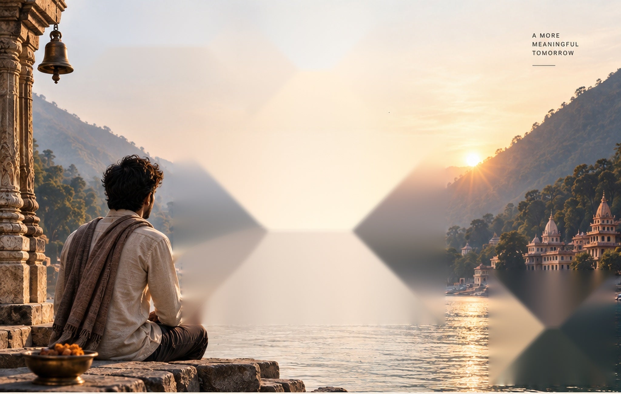 A sunrise over the Ganga in the Himalayan foothills